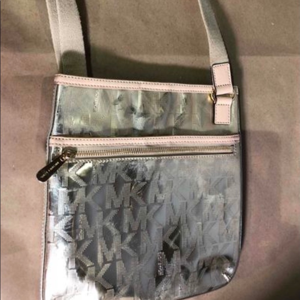 Michael Kors metallic gold MK crossbody purse